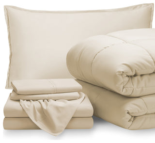 Bare Home 5-Piece Twin XL Bed-in-a-Bag, Sand/Sand