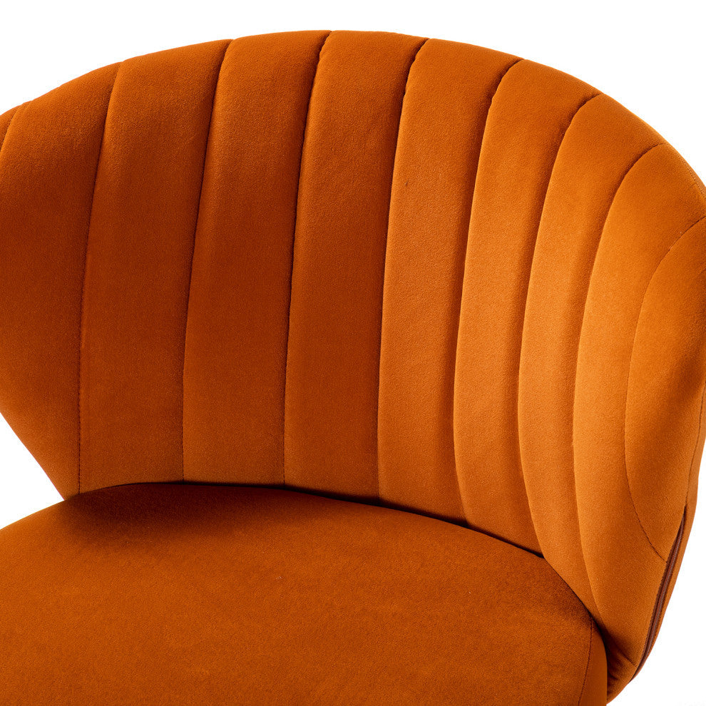 Swivel Task Chair With Tufted Back, Orange