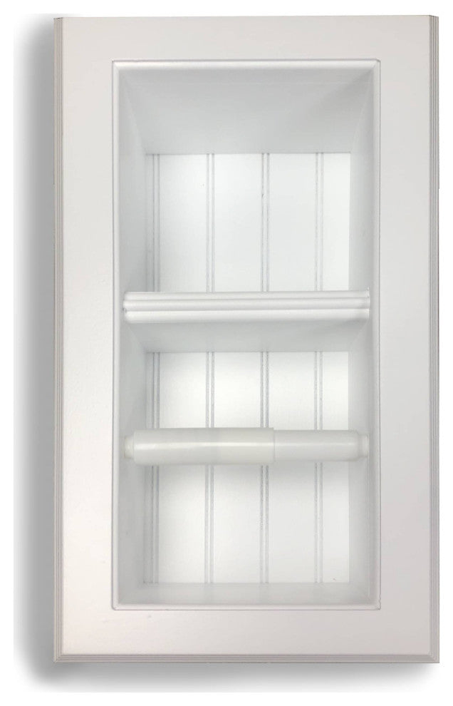 Bayshore Recessed Solid Wood Double Toilet Paper Holder 7 X 14.5, White Enamel