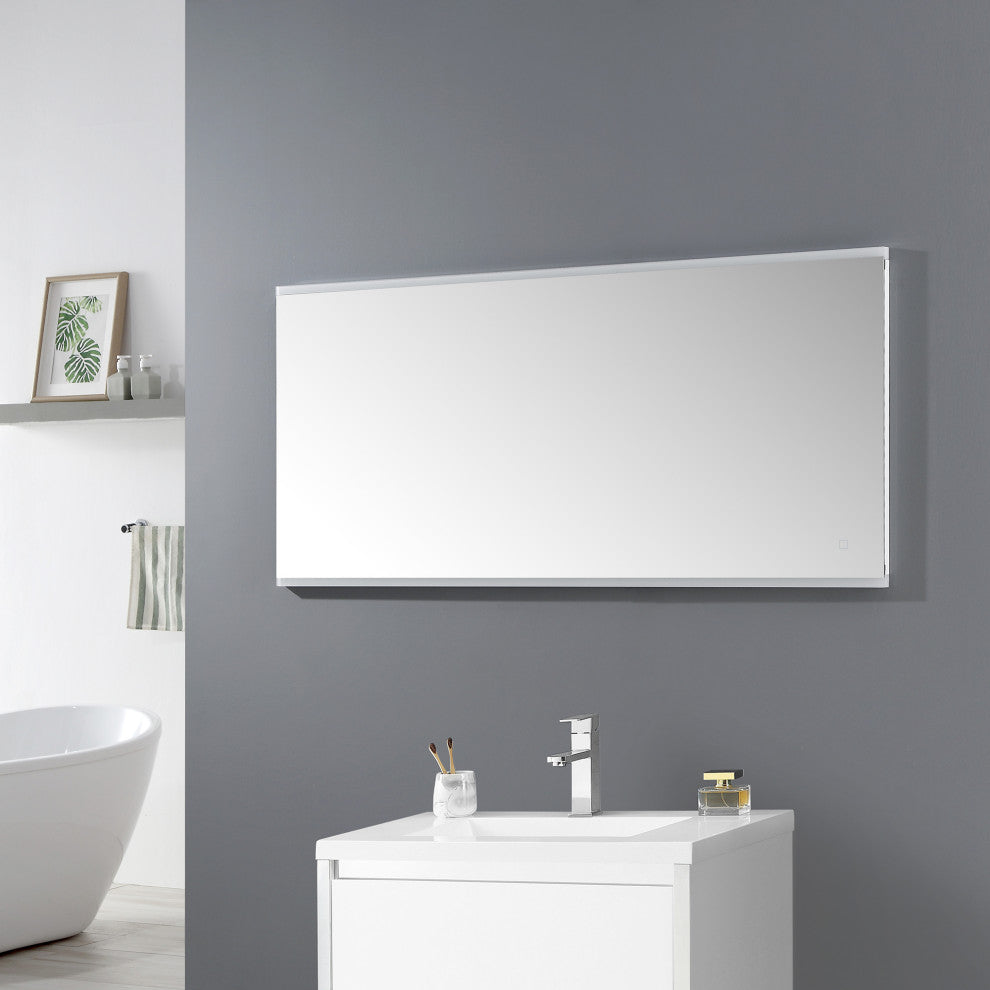 Ove Decors Caro LED 60 x 28 in. Mirror in White and Aluminum Finish