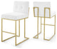 Privy Gold Stainless Steel Performance Velvet Bar Stool Set of 2 - Gold White