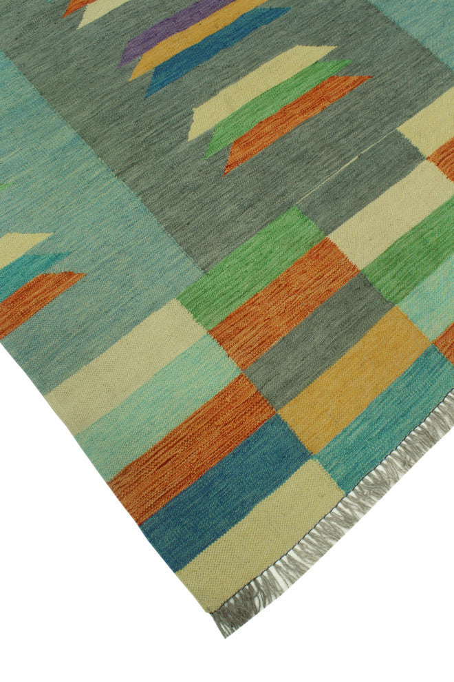 Winchester Kilim Safiye Gray/Orange Rug, 5'0x6'6