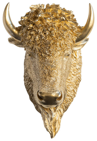 Faux Taxidermy Bison Head Wall Mount, Gold