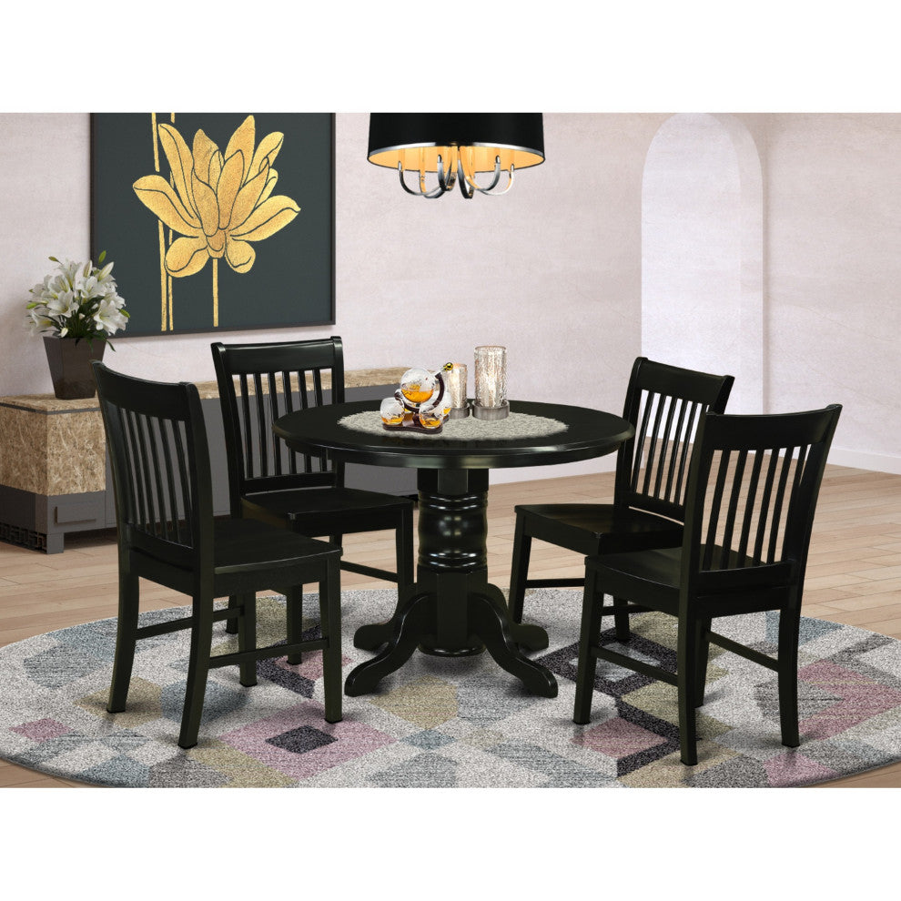Shno5-Blk-W 3-Piece Table And Chairs Set For 2-Table And 2 Dinette Chairs