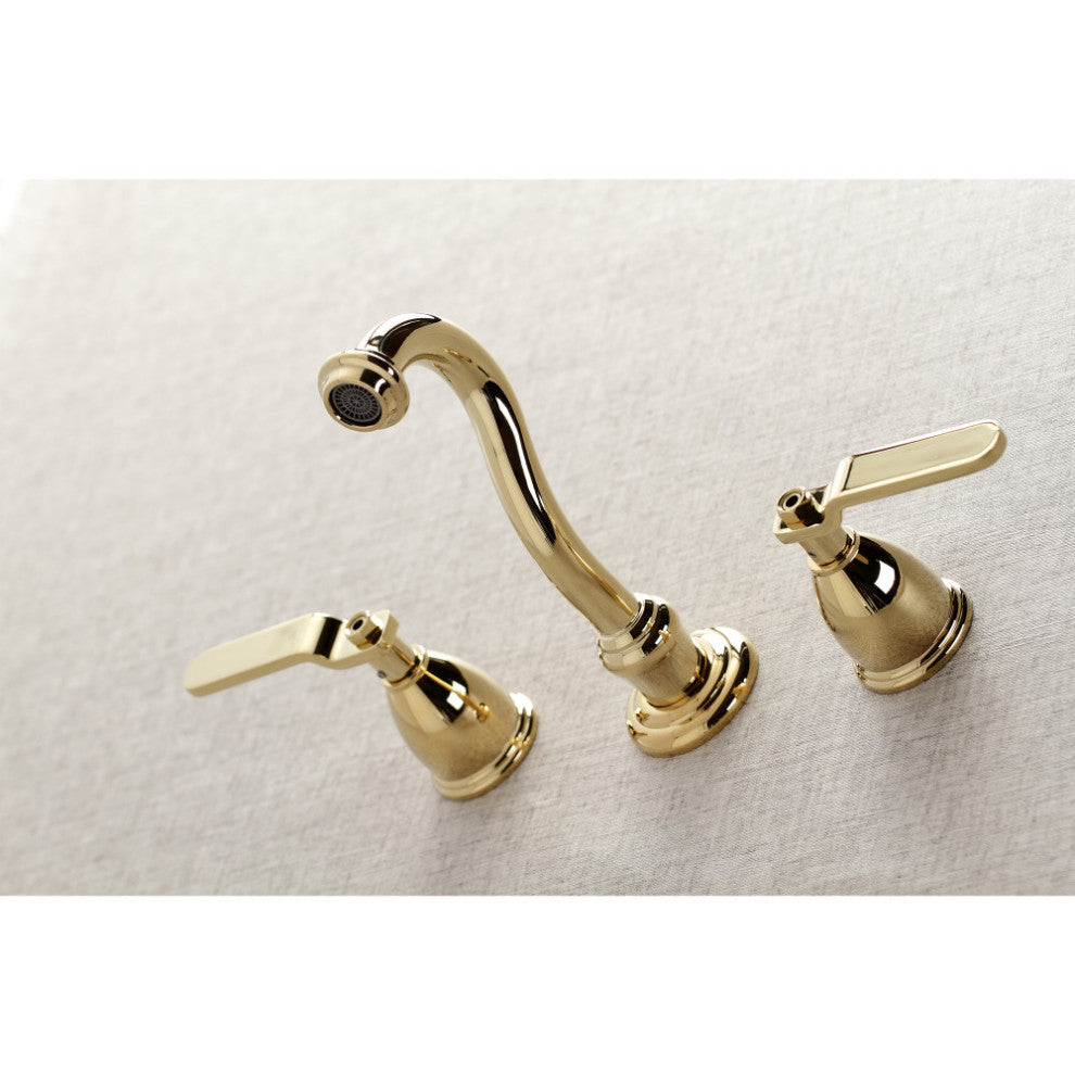 KS3022KL Two-Handle Wall Mount Tub Faucet, Polished Brass