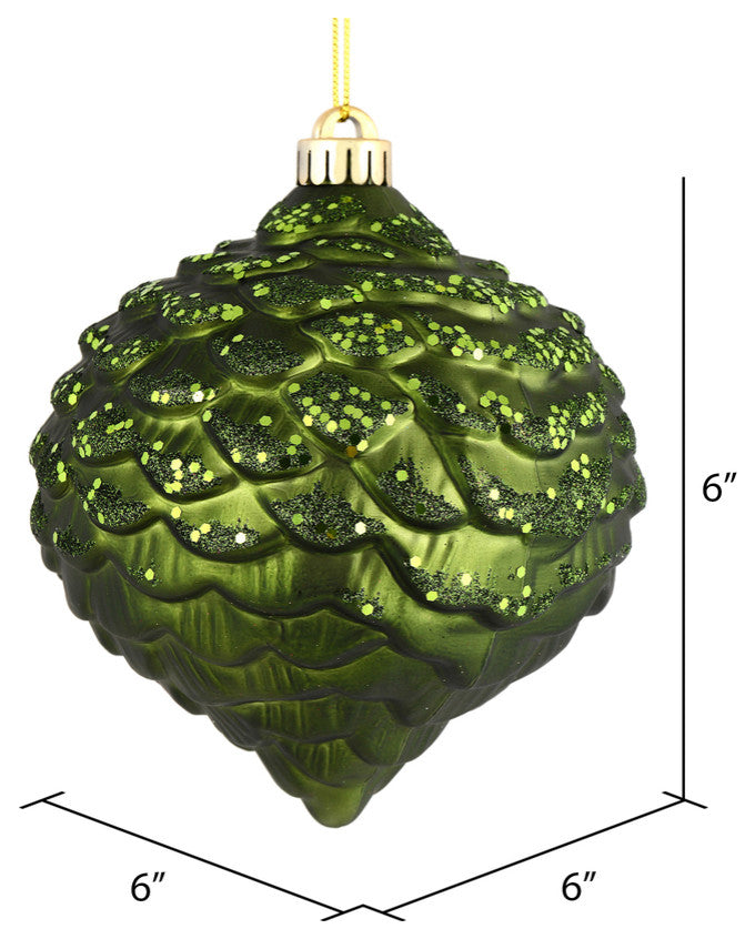 Vickerman N183864D 6" Moss Green Glitter Pinecone Christmas Ornament