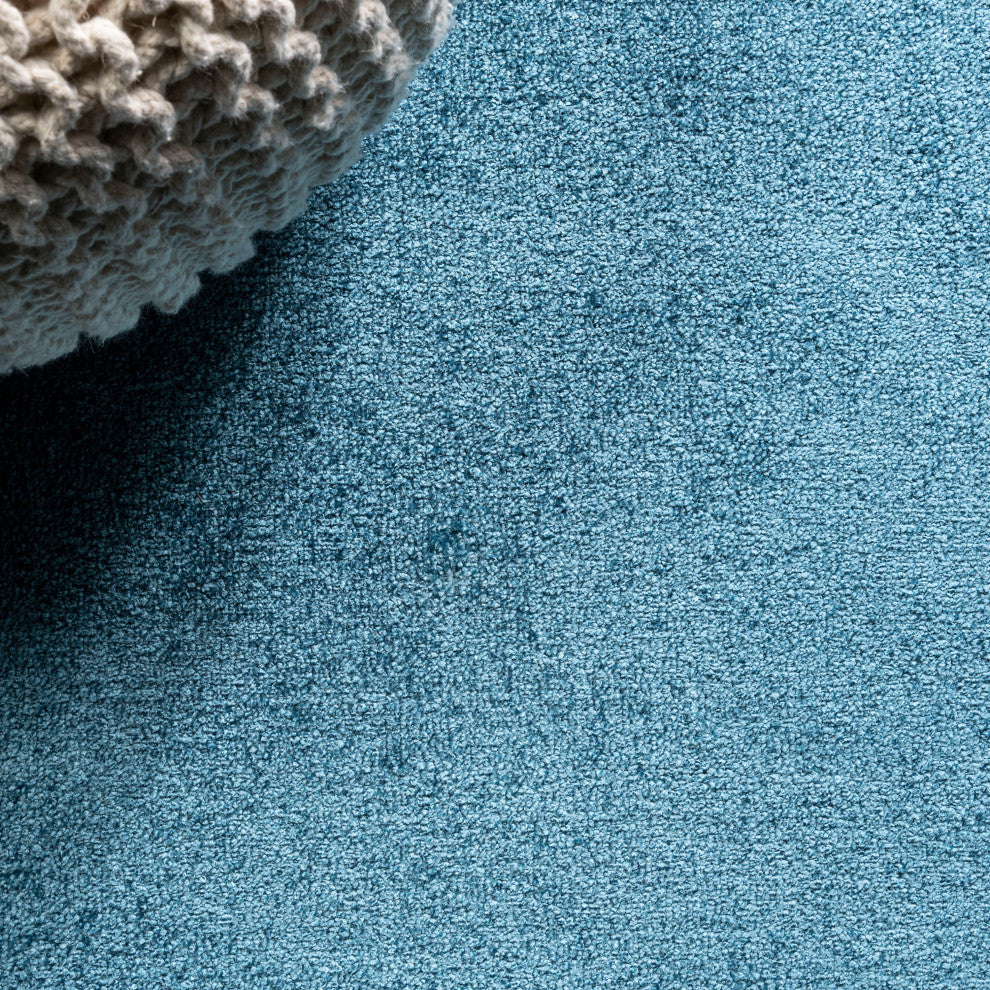 Haze Solid Low-Pile Runner Rug, Turquoise, 8 X 10