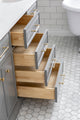 72" Palace Quartz Carrara Cashmere Gray Vanity With Satin Brass and Mirrors