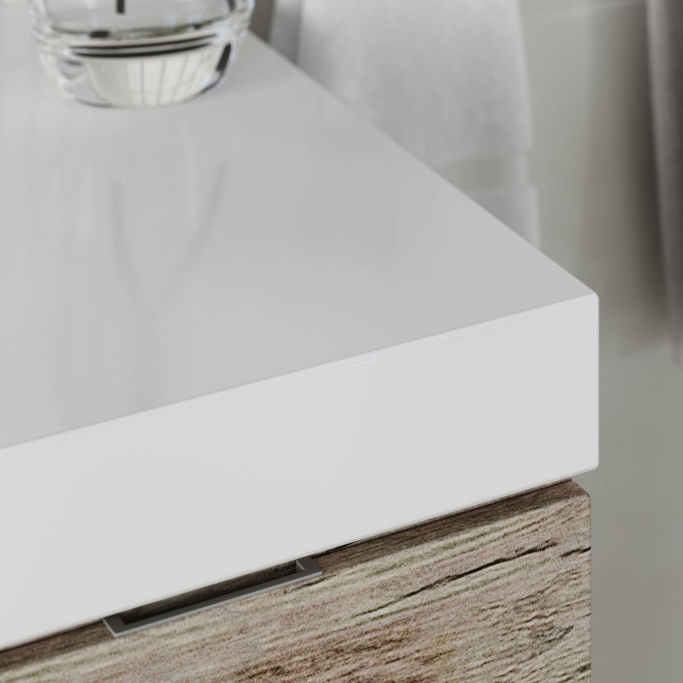 Boutique Bath Vanity, Natural Wood, 60", Single Sink, Wall Mount