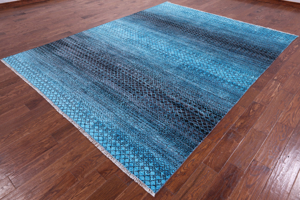 7' 11" X 10' 2" Savannah Grass Handmade Wool & Silk Rug - Q15446