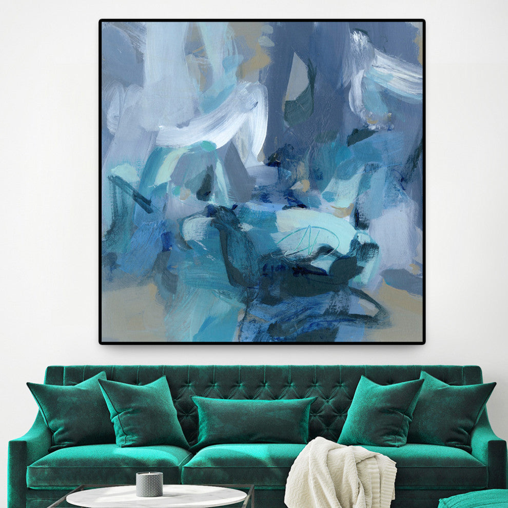 "Abstract Blues II" Oversized Framed Canvas, 45" x 45"