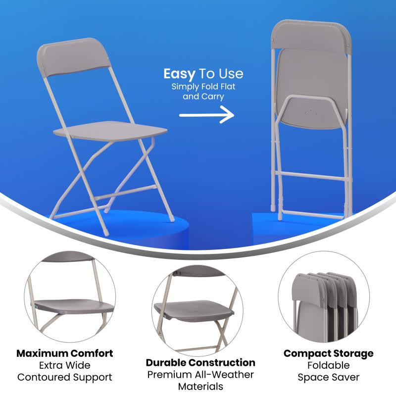 Hercules Big & Tall Commercial Folding Chair/Extra Wide 650LB. Capacity 4-Pack,