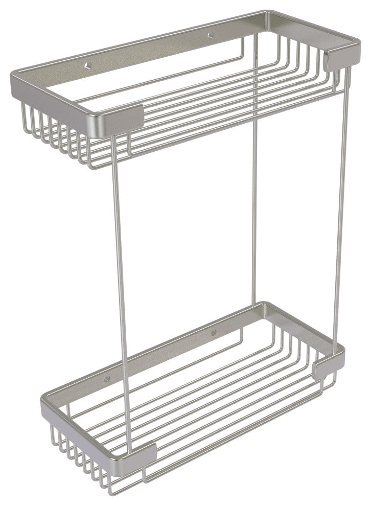 Double Tier Toiletry Shower Basket, Satin Nickel