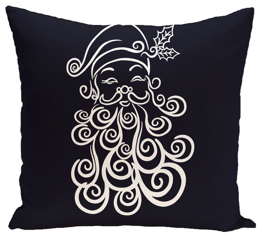 Santa Baby, Decorative Holiday Print Pillow, Navy Blue, 16"x16"