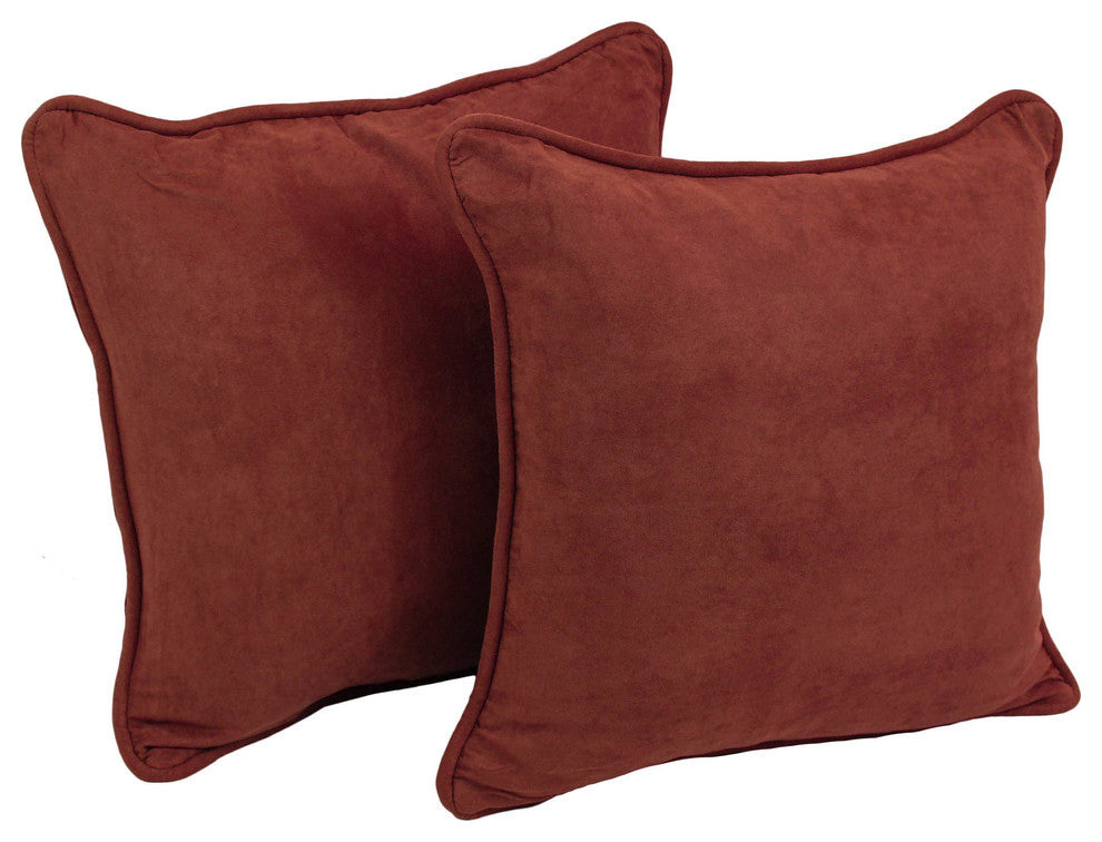 18" Double Corded Square Throw Pillows Inserts, Set of 2, Red Wine