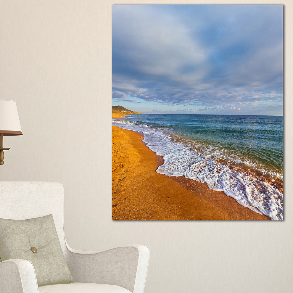 "Dark Beach Under Cloudy Skies" Modern Beach Canvas Art Print, 30"x40"