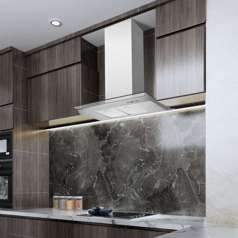 Blue Ocean 30" RHKC Tempered Glass Stainless Steel Wall Mount Kitchen Range Hood