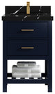 Parker 24" Single Sink Bath Vanity, Navy Blue 2" Calacatta Black