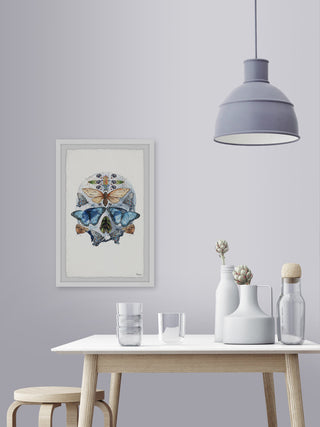 "Half Butterfly Skull" Framed Painting Print, 24"x36"