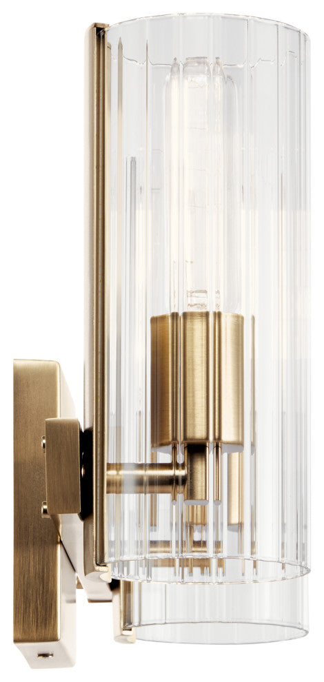 Jemsa 13.75" 2 Light Vanity With Clear Fluted Glass, Champagne Bronze