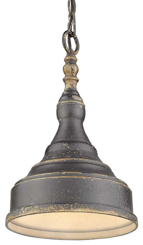 1 Light 9" Pendant, Antique Black Iron