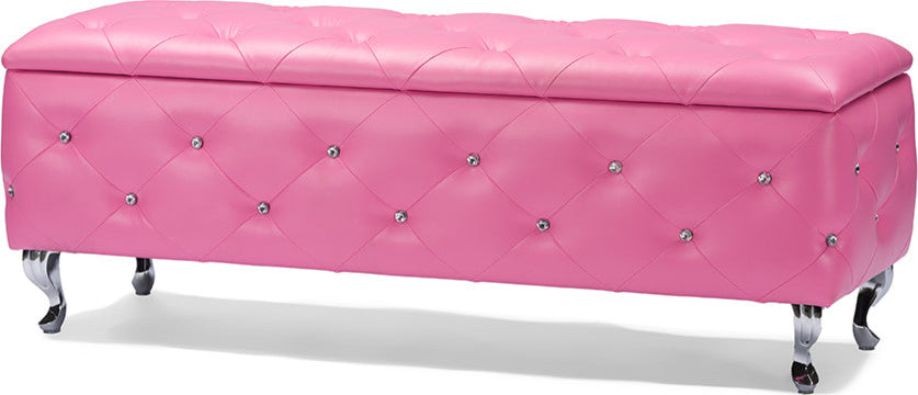 Baxton Studio Seine White Leather Contemporary Storage Ottoman