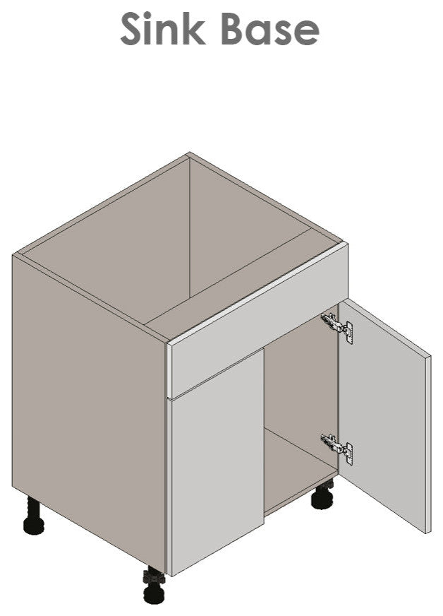 27 Base Cabinet Double Door Single Drawer with Grey Gloss door