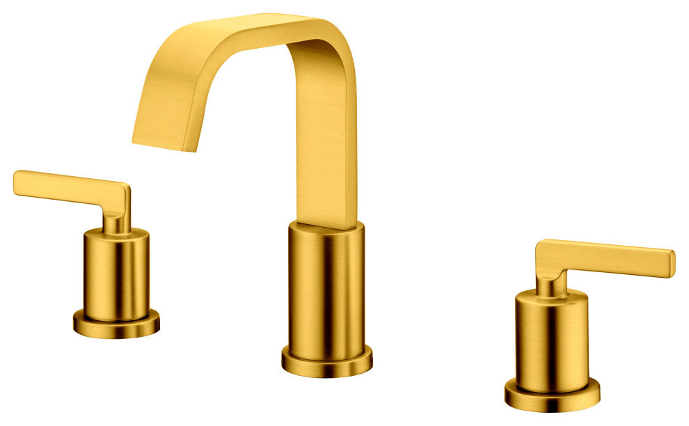 Luxier WSP04-T 2-Handle Widespread Bathroom Faucet with Drain, Brushed Gold