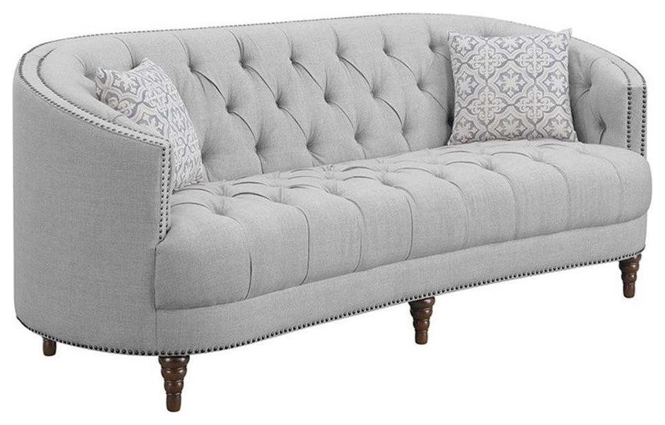 Coaster Avonlea 3-Piece Sloped Arm Upholstered Fabric Sofa Set in Gray