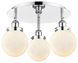 Beacon-3 Light 18" Flush Mount-Polished Chrome, Matte White Glass Shade