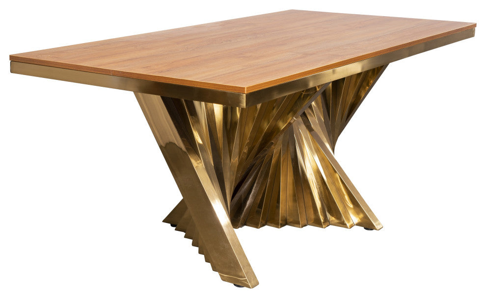 Waterfall Wood Top Dining Table for 8