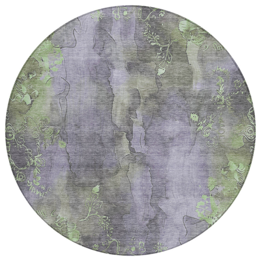 Machine Washable Indoor/Outdoor Chantille ACN1869 Violet 8' x 8' Round Rug