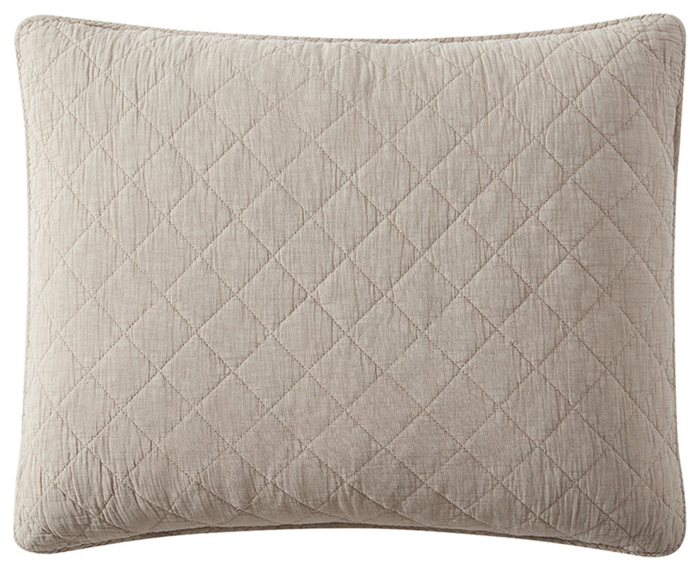 Stonewashed Cotton Gauze Pillow Sham, 1PC, Sable, King