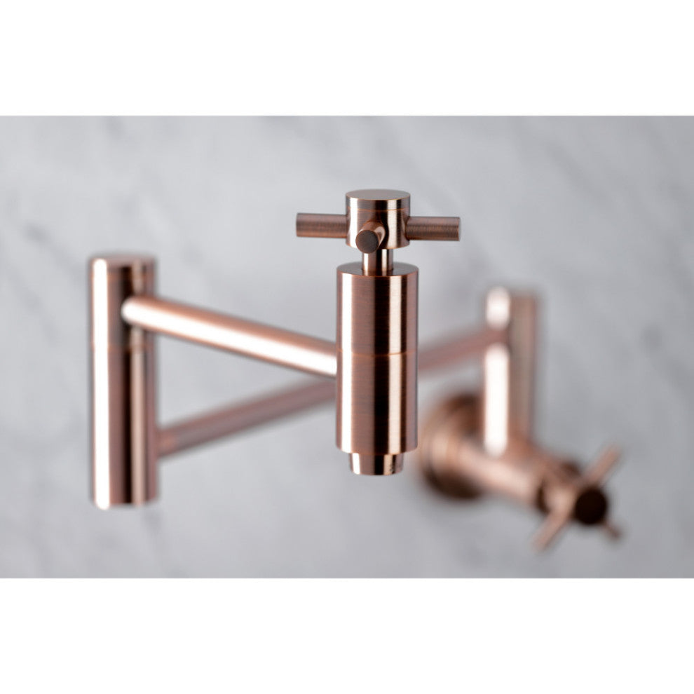 KS810DXAC Concord Wall Mount Pot Filler Kitchen Faucet, Antique Copper