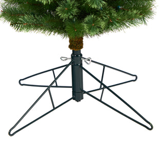 8' Green Pencil Faux Xmas Tree W/Clear, Multifunction Lights & Bendable Branches