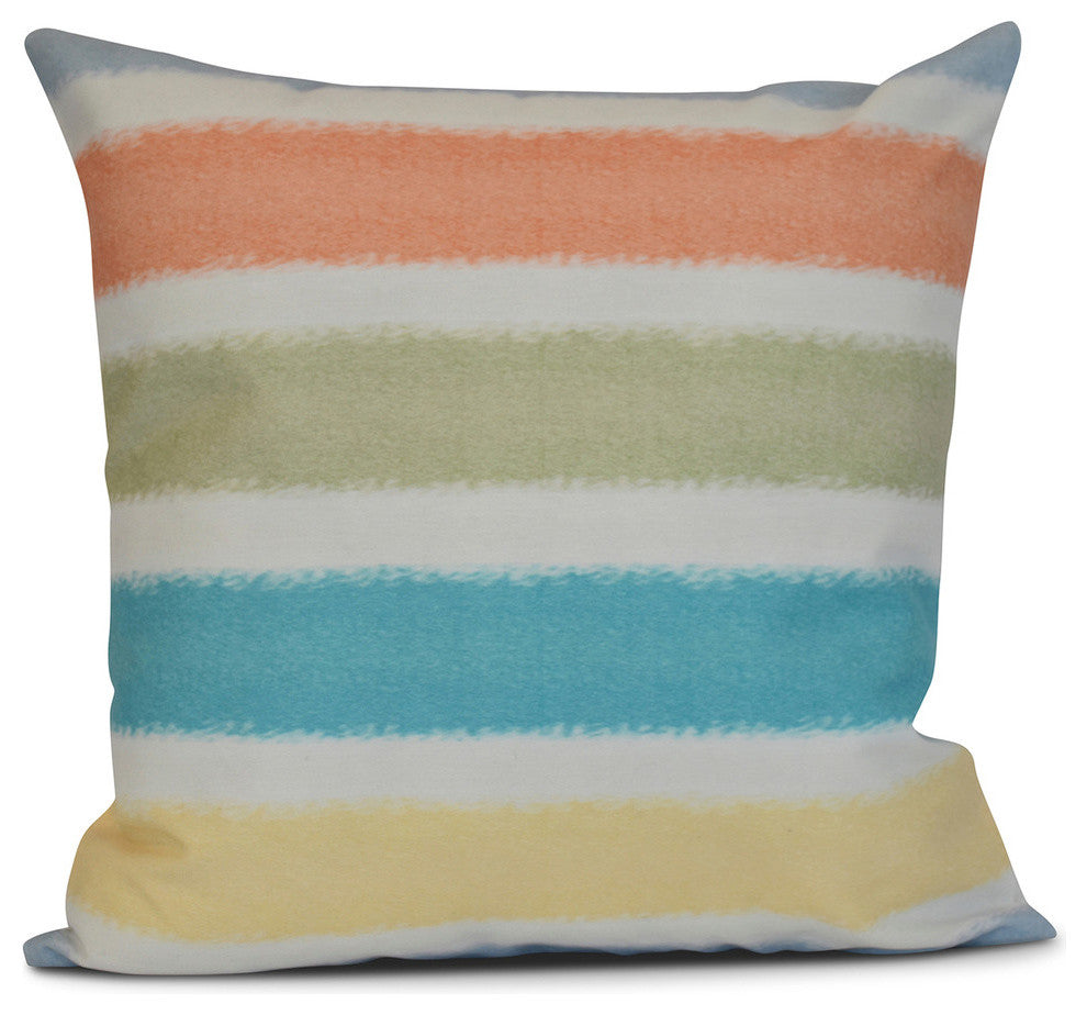 Fun in the Sun, Stripe Print Pillow, Light Blue, 20"x20"