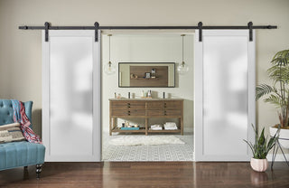 Planum 2102 Double Barn Doors 56 x 96, White Silk and Hardware 13FT