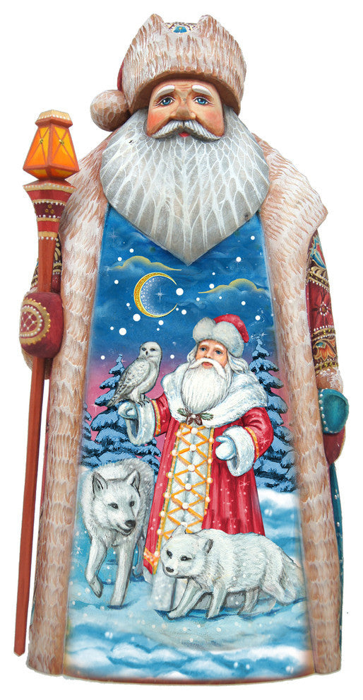 Santa's Polar Story Special Edition Wood Carved Santa With Crate