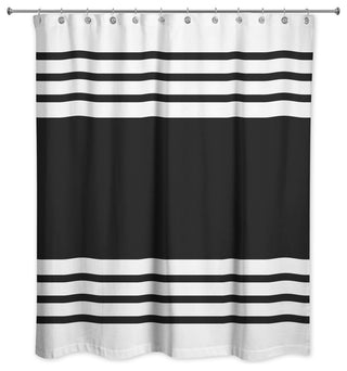 Farmhouse Stripe Shower Curtain, Black