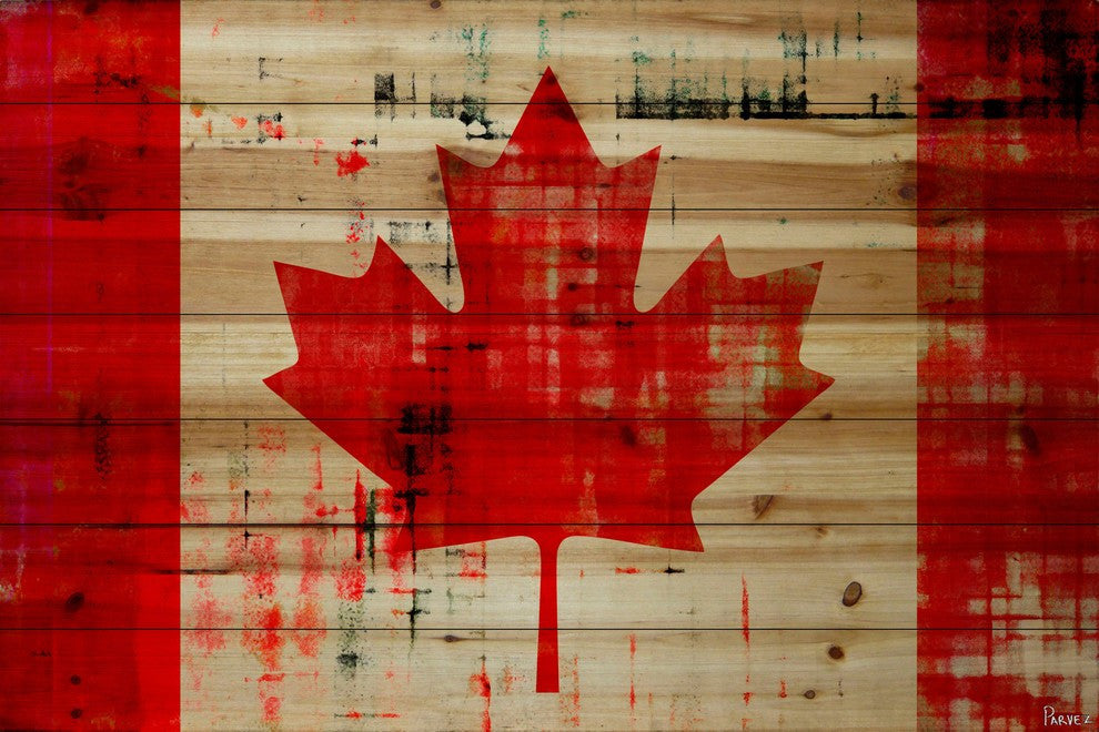 "Great North" Print on Natural Pine Wood, 60"x40"