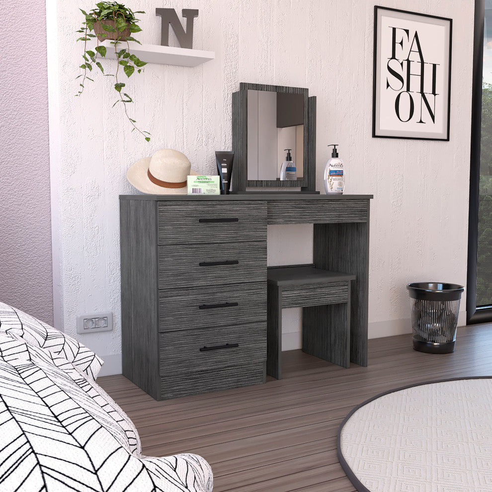 DEPOT E-SHOP Rose Makeup Dressing Table, Smokey Oak