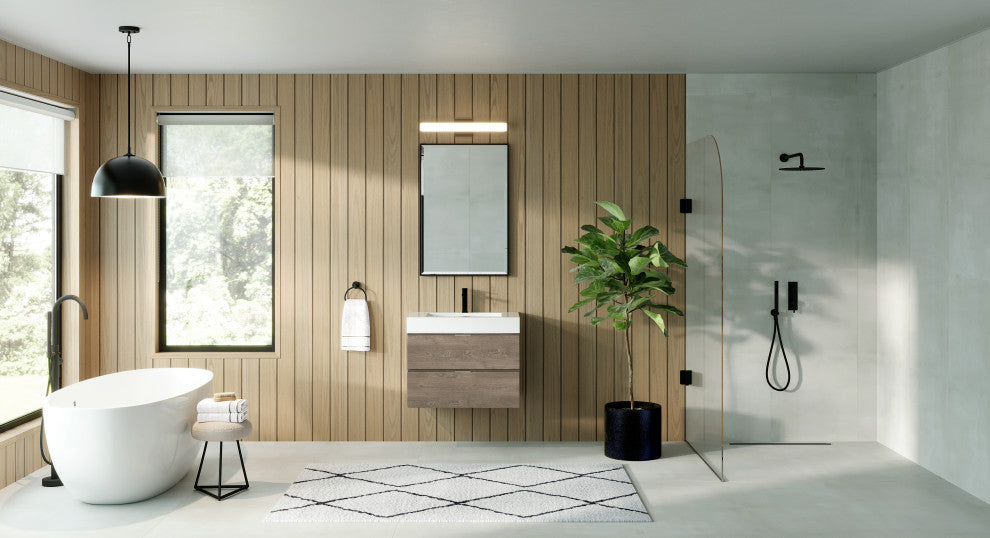Boutique Bath Vanity, Butternut, 30", Single Sink, Wall Mount