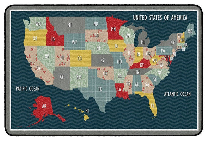 Flagship Carpets VA1815-44FS 7'6"X12' United States Collage Educational Rug