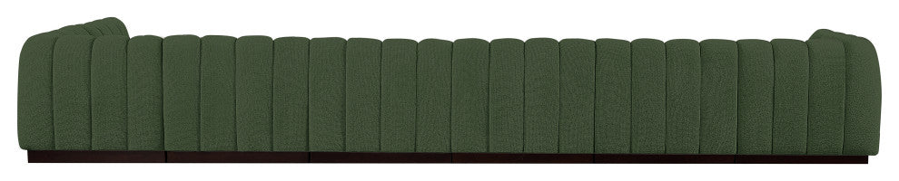 Quinn Chenille Upholstered 7-Piece L-Shaped Modular Sectional, Green