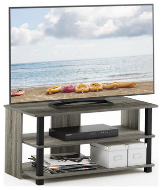 Sully 3-Tier TV Stand for TV up to 40, French Oak Grey/Black, 17076GYW/BK