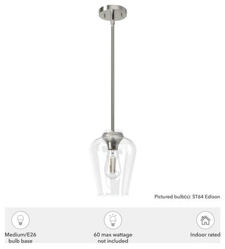 Vidria Brushed Nickel 1 Light Mini Pendant Ceiling Light Fixture
