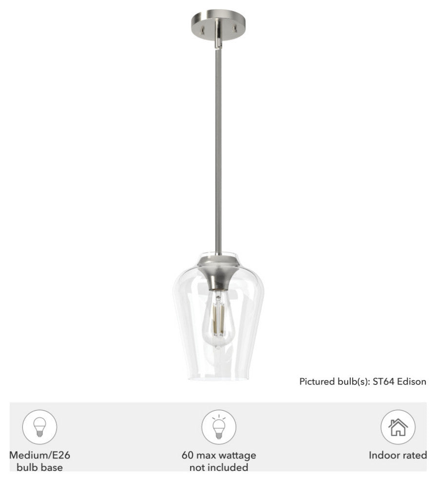 Vidria Brushed Nickel 1 Light Mini Pendant Ceiling Light Fixture