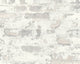 Textured Wallpaper Brick Rustic Cottage, Gray White, Sample