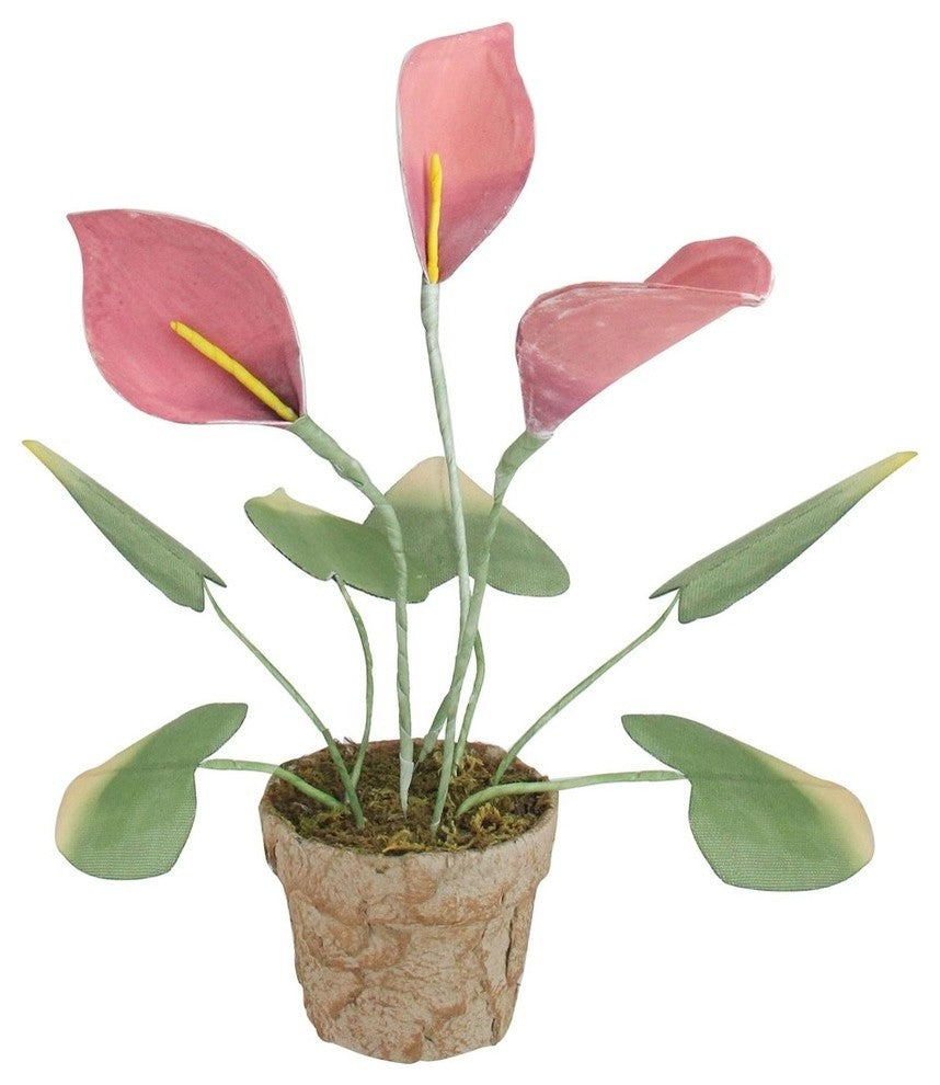 19" Pink and Green Artificial Decorative Calla Lily Plant