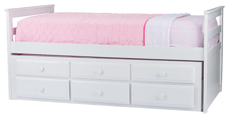 Ballina White Wood Contemporary Twin-Size Trundle Bed